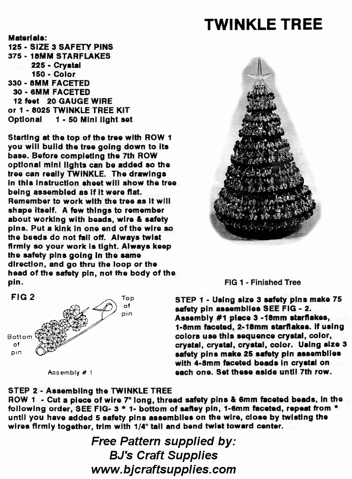 Free Beaded Christmas Patterns  Tree Pattern  Beaded Safety Pin