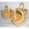 Round Wooden Chip Basket with Handle - Natural - Chipwood Basket