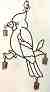 Wrought Iron Wind Chimes - Cardinal - 