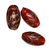 Oval Glass Beads with Gold Highlights - Dark Red - Glass Beads - Oblong Glass Beads - Glasswork Beads
