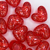 Pony Heart Beads - Heart Shaped Beads - Red W/silver Glitter - Heart Beads - Heart Pony Beads - Pony Bead Hearts