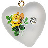 Frosted Heart with Flower - Yellow - Jewelry Findings - Jewelry Charms - Heart Pendant