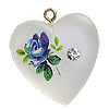 Frosted Heart with Flower - Blue - Jewelry Findings - Jewelry Charms - Heart Pendant