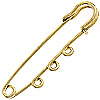 Large Safety Pin with Loops - Large Jewelry Pin with Loops - Goldtone - Kiltie Pin - Jewelry Pin - Kilt Pin