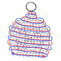 Cord threading pattern for beaded skeleton keychain.