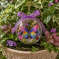Miniature butterfly fairy garden fillable ornament craft idea for flower pots, magical garden d�cor, and whimsical home decorations.