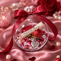 Romantic Valentine's fillable ornament keepsake with ribbon roses, pearls, and love notes for gift giving and home d�cor ideas