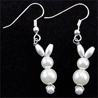 Pearl Bunny Rabbit Earrings - Beaded Dangle Earrings - Free Jewelry Pattern