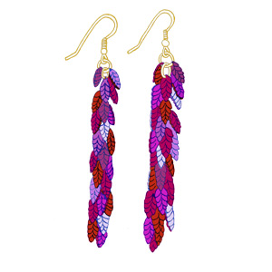 Leaf Earrings in shades of pinks.