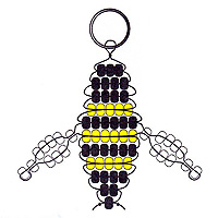Cord threading pattern for beaded bumblebee keychain.
