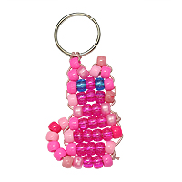 Beaded Kitty KeyChain Pattern - Free Beaded Kitty Cat Keyring Pattern - Fun Beaded Key Rings