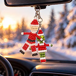 Decorate with Santa and Grinch inspired pony bead characters as Christmas car ornaments, rear view mirror charms or hanging decorations. Free Santa pattern and easy to follow instructions.